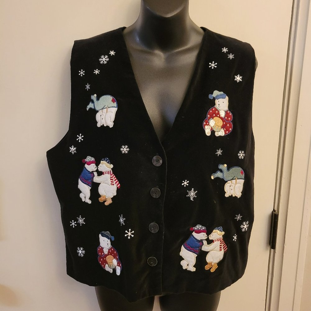 Christopher and Banks Christmas Velour Vest